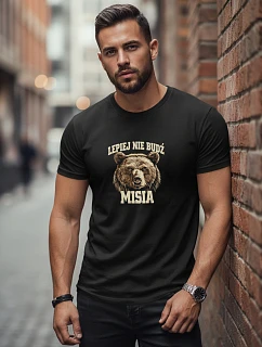 Pánské tričko s potiskem LEPIEJ DO NOT BUILD THE BEAR černá FashionStreet NX0097R