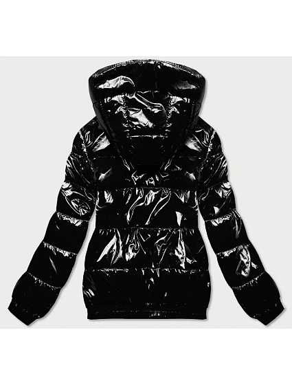 Lesklá černá dámská bunda se stahovacím lemem model 16982542 - Libland