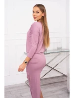 Asymetrické šaty s 3/4 rukávy, tmavě růžové Asymetrické šaty s 3/4 rukávy, tmavě růžové