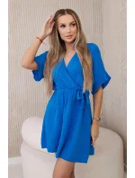 Mušelínové šaty s pasem chrpově modrá