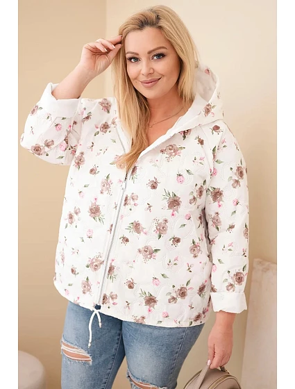 Dámská jarní bunda Plus Size s drobným květinovým vzorem fango