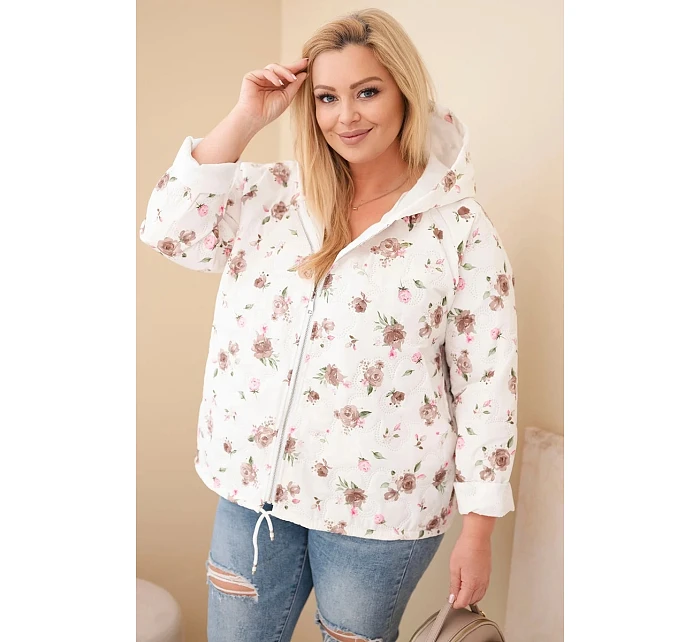 Dámská jarní bunda Plus Size s drobným květinovým vzorem fango