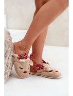 Vánoční Pantofle S Motivem Sobů Béžové Sylaia