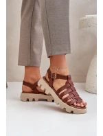 Kožené Dámské Sandály Zazoo model 21682166 Hnědé - Boto Kožené Dámské Sandály Zazoo model 21682166 Hnědé - Boto