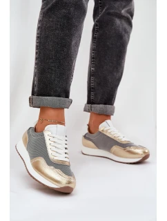 Kožené Sportovní Boty Sneakers Dámské D&A LR51-847 Zlaté