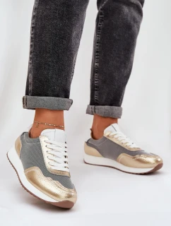 Kožené Sportovní Boty Sneakers Dámské D&A LR51-847 Zlaté