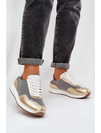 Kožené Sportovní Boty Sneakers Dámské D&A LR51-847 Zlaté