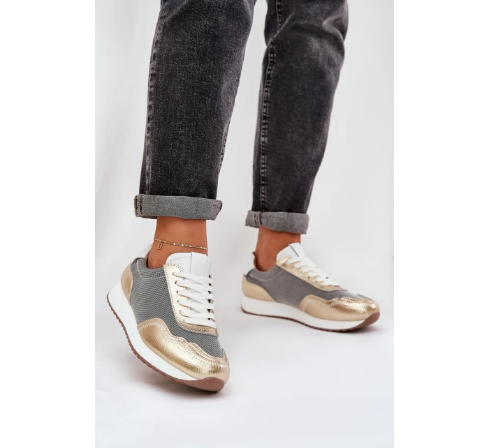 Kožené Sportovní Boty Sneakers Dámské D&A LR51-847 Zlaté