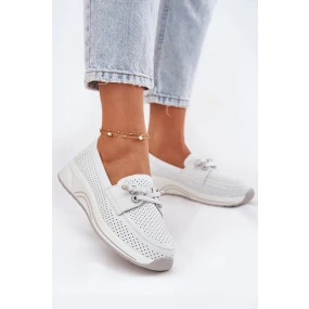 Kožené Polobotky Z Přírodní Kůže Na Platformě model 21693246 Bílé - Artiker