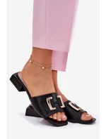 Elegantní Dámské Sandály Na Klínku Se Zlatým  Černé model 21697734 - VINCEZA