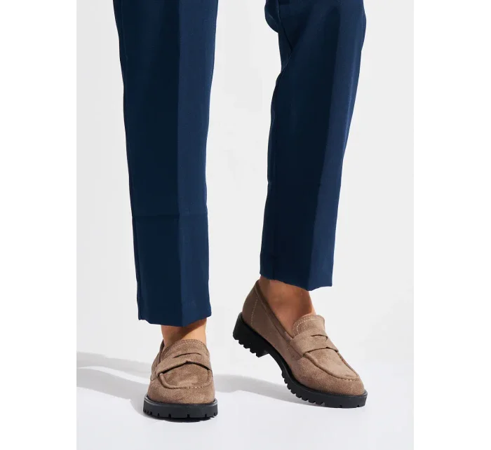 Exkluzívní  mokasíny dámské hnědé platforma