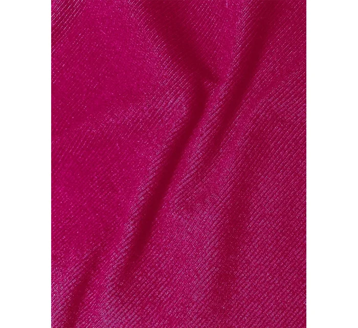 Vypasované žebrované šaty ve fuchsijové barvě s kulatým výstřihem model 19447315 - Factory Price