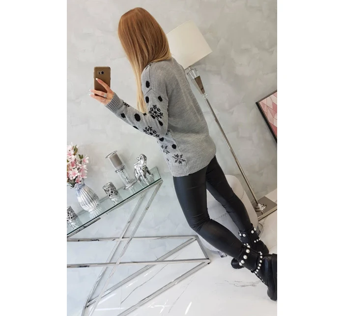 Vánoční svetr s medvídkem šedý