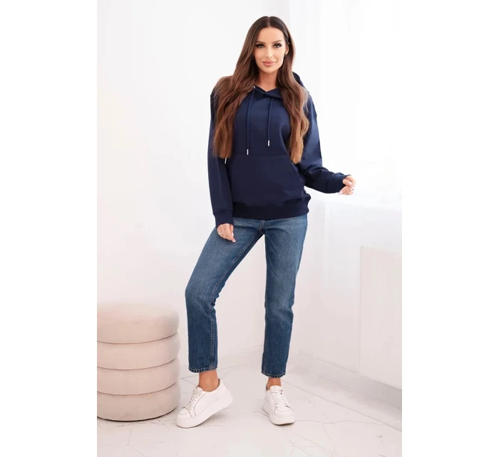 Dámská mikina s kapucí a klokaní kapsou modrá