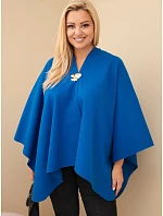 Dámské pončo Plus Size s broží modrá Dámské pončo Plus Size s broží modrá