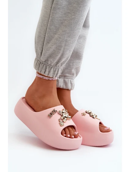 Dámské lehké pěnové žabky s ozdobami růžové Orchia Dámské lehké pěnové žabky s ozdobami růžové Orchia