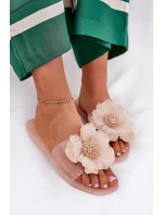 Průhledné Ploché Dámské Pantofle Se Syntetickým Květinou Nuda Vobetta Průhledné Ploché Dámské Pantofle Se Syntetickým Květinou Nuda Vobetta