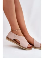 Dámské kožené sandály model 21698423 Světle růžové - Artiker Dámské kožené sandály model 21698423 Světle růžové - Artiker