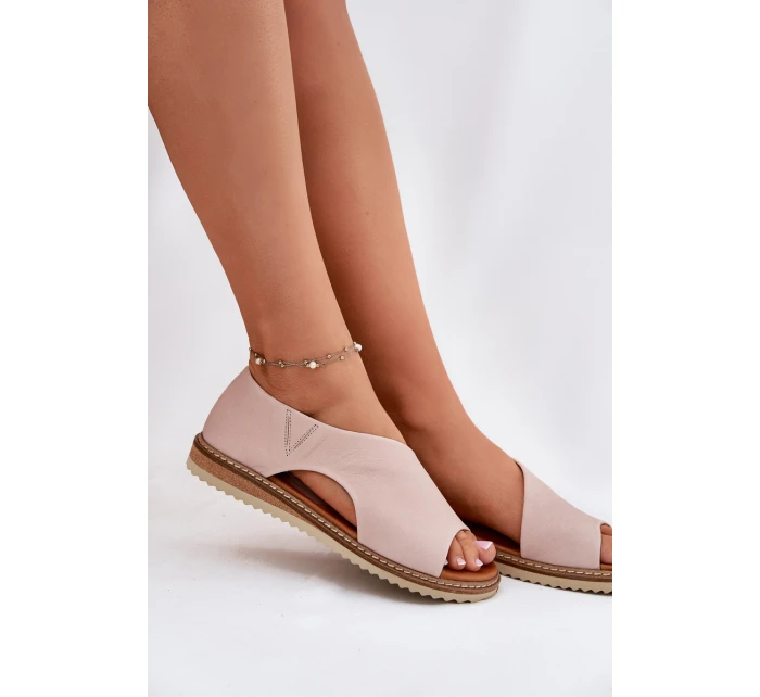 Dámské kožené sandály model 21698423 Světle růžové - Artiker Dámské kožené sandály model 21698423 Světle růžové - Artiker