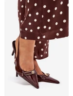 Lakované Lodičky Na Jehlovém Podpatku Se Zlatou Čokoládové model 21704641 - Boto