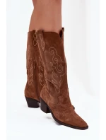 Semišové Dámské Boty Na Podpatku Camel model 21705043 - Zazoo