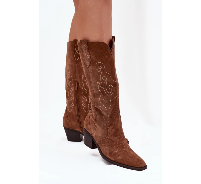 Semišové Dámské Boty Na Podpatku Camel model 21705043 - Zazoo