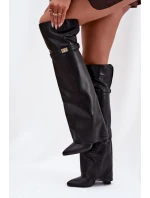 Zateplené kozačky s  za koleno  černé model 21707713 - Boto