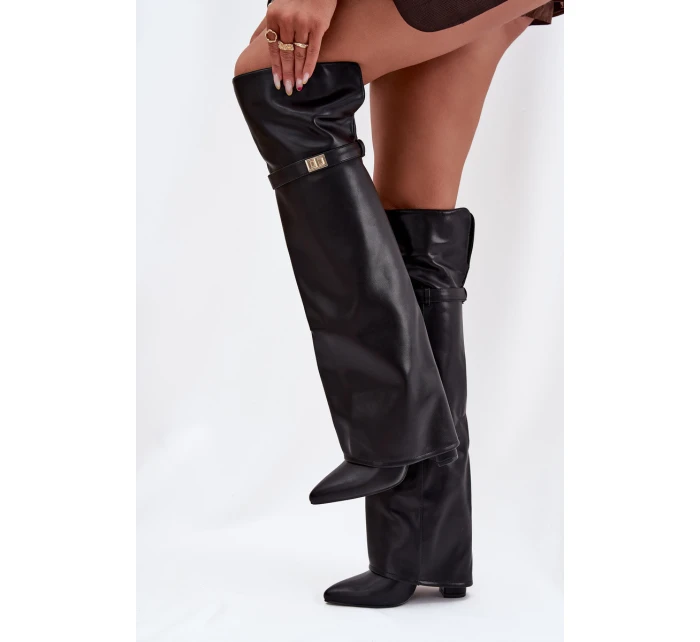 Zateplené kozačky s  za koleno  černé model 21707713 - Boto