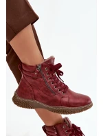 Dámské kozačky s teplým kožíškem z eko kůže bordové Ulverina Dámské kozačky s teplým kožíškem z eko kůže bordové Ulverina