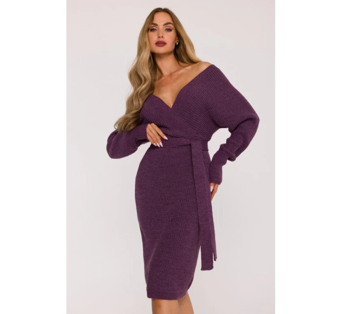 Svetrové šaty s výstřihem heather model 21484550 - Moe Svetrové šaty s výstřihem heather model 21484550 - Moe