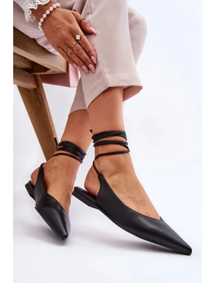 Dámské vázané špičaté baleríny Černá Turriso Dámské vázané špičaté baleríny Černá Turriso