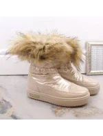 Dámské sněhule INT1924B sněhule na platformě z umělé kožešiny MM274380 Světle béžová - Big Star