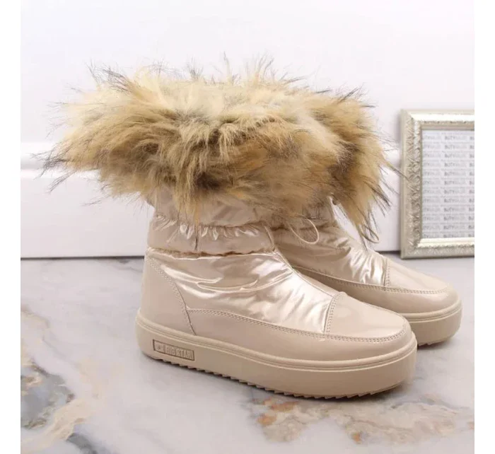 Dámské sněhule INT1924B sněhule na platformě z umělé kožešiny MM274380 Světle béžová - Big Star