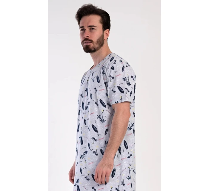 Pánská noční košile Surfing Šedá s potiskem - Vienetta Pánská noční košile Surfing Šedá s potiskem - Vienetta