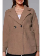 Tmavě béžový krátký přehoz přes oblečení typu alpaka model 18059137 - MADE IN ITALY Tmavě béžový krátký přehoz přes oblečení typu alpaka model 18059137 - MADE IN ITALY