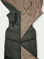 Dámská dlouhá oboustranná vesta khaki-béžová (B8248-11)