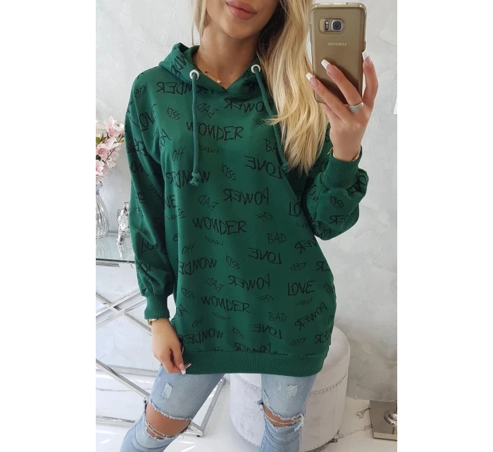 Mikina s nápisy zelená