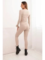 Dámský komplet z žebrované viskózy s dlouhým rukávem a legínami model 21731168 - K-Fashion Dámský komplet z žebrované viskózy s dlouhým rukávem a legínami model 21731168 - K-Fashion