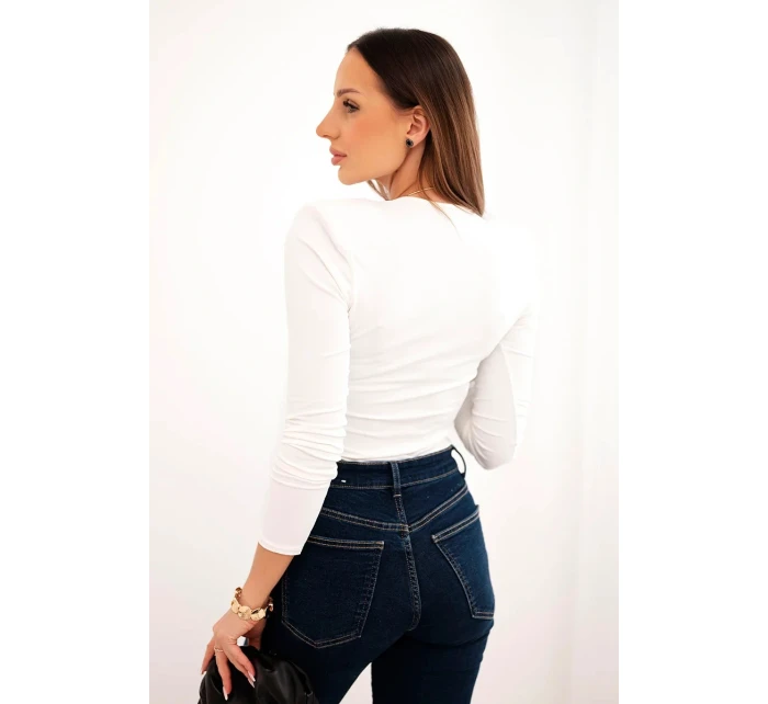 Dámská blůza s V výstřihem a dlouhým rukávem ecru