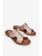 Dámské pantofle s ozdobným zipem Béžová model 21617391 - Boto