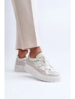 Dámské kožené sportovní boty na platformě M01/1 Zazoo světle béžové