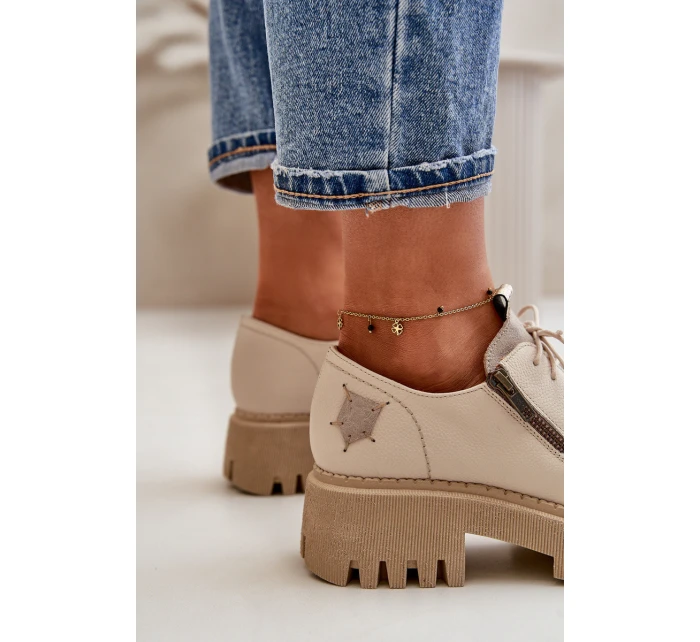 Dámské Polobotky Z Přírodní Kůže Béžové model 21670496 - Maciejka