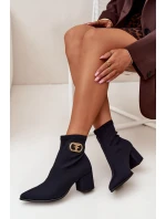 Dámské Botky Na Podpatku Se Zlatým Detalem model 21703508 Černé - Zazoo