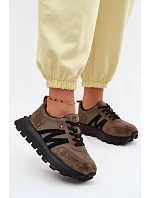 Dámské kožené semišové tenisky na platformě Vinceza 41520 tmavě zelené