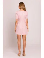 M855 Mini šaty s áčkovou linií - broskvové