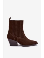 Dámské semišové “kovbojky” na sloupku – čokoládové Dylira Dámské semišové “kovbojky” na sloupku – čokoládové Dylira