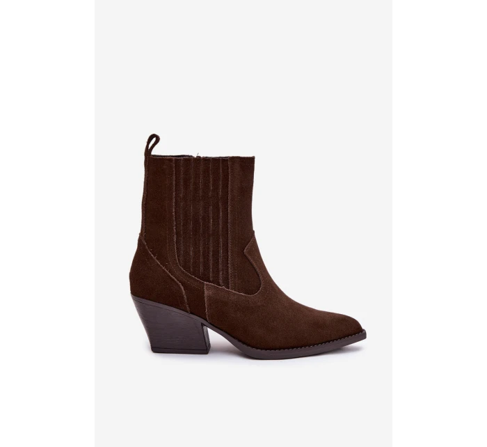 Dámské semišové “kovbojky” na sloupku – čokoládové Dylira Dámské semišové “kovbojky” na sloupku – čokoládové Dylira
