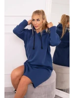 Šaty s kapucí a bočním rozparkem z džínoviny Šaty s kapucí a bočním rozparkem z džínoviny