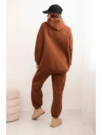 Dámský teplákový komplet model 21441628 z bavlny s kapucí camelový - K-Fashion