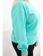 Dámská mikina Plus Size bavlněná basic s kulatým výstřihem mátová Dámská mikina Plus Size bavlněná basic s kulatým výstřihem mátová